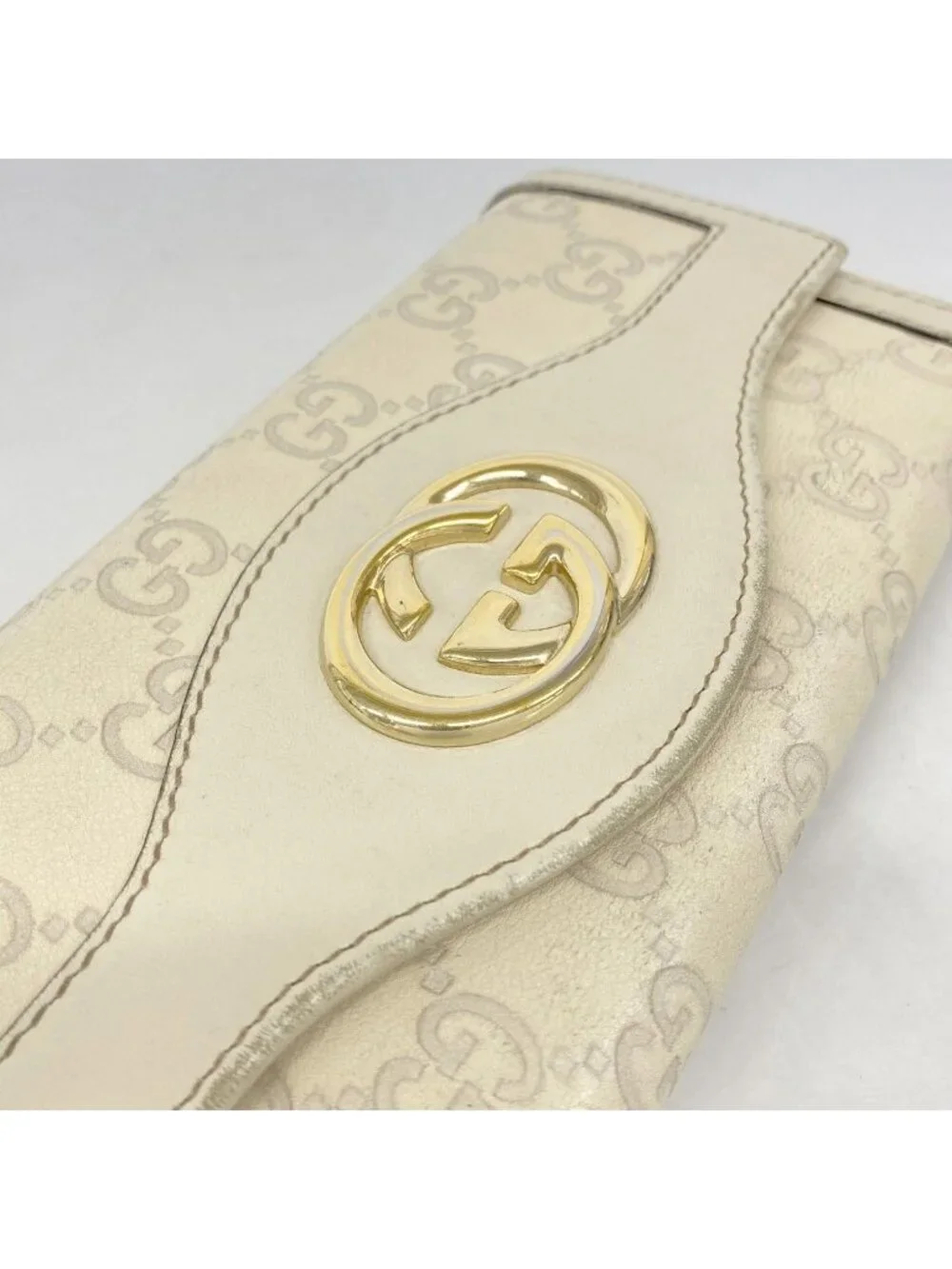 ★SOLD★ Gucci Wallet Guccissima Leather Beige Gold - Picture 8 of 9